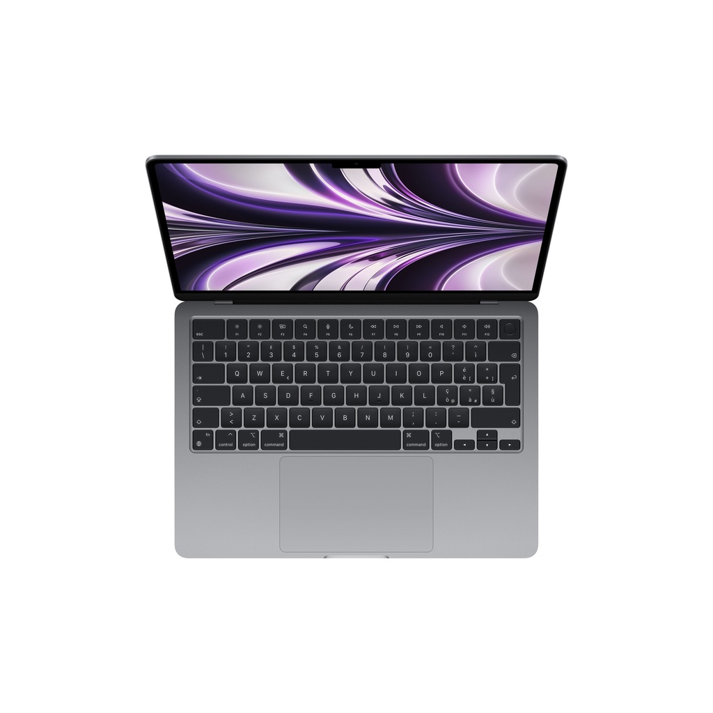 Apple MacBook Air 2022 M2, 8GB ram, 8-core GPU, 256GB ssd, Midnight Black, Bovenaanzicht