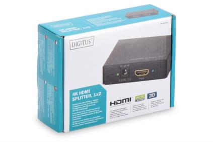 DIGITUS DS-46304 - HDMI - 2x HDMI - 4096 x 2160 Pixels - Zwart - 36 Bit - 5 V