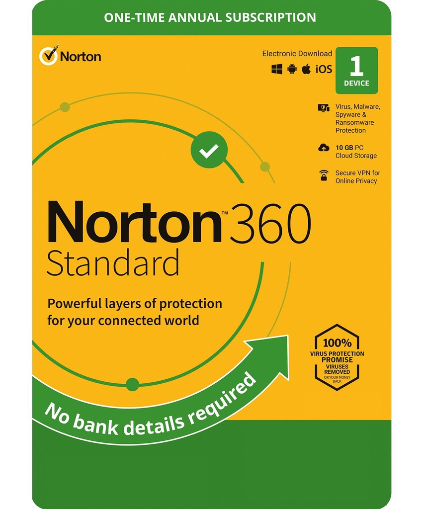 Norton 360 Standard 1-Device + 10 GB Cloudstorage 1 year (Non-Subscription)