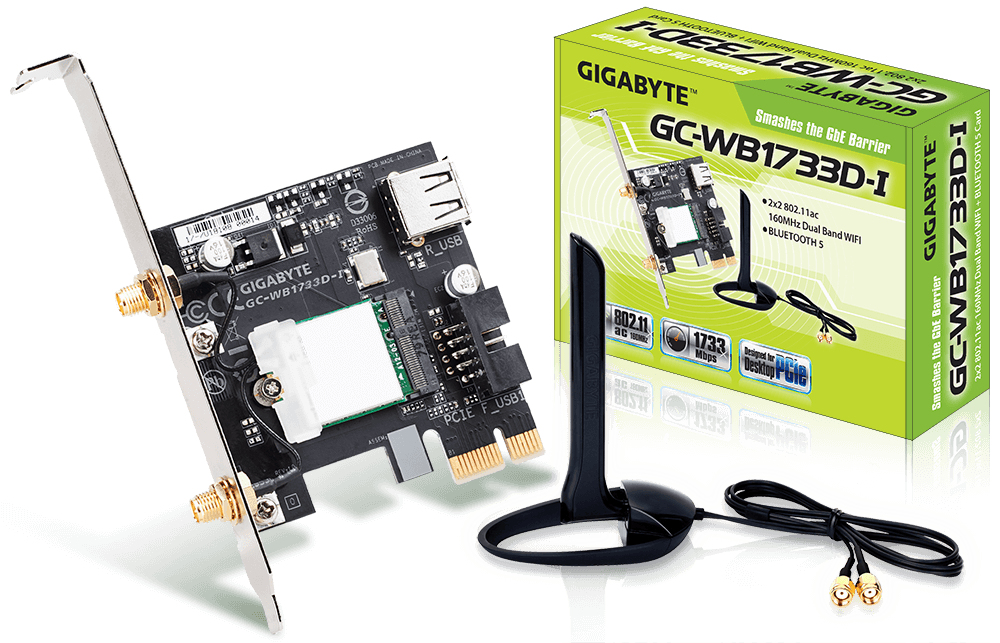 Gigabyte GC-WB1733D-I - Intern - Draadloos - PCI Express - WLAN / Bluetooth - Wi-Fi 5 (802.11ac) - 1733 Mbit/s