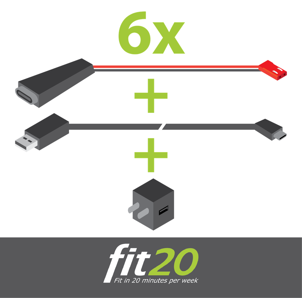 fit20 Batterij Vervanger USB set met adapters