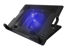 [EW1258] Ewent Laptopstandaard, in hoogte verstelbaar, tot 17”, met 2 poorts hub, LED, zwart
