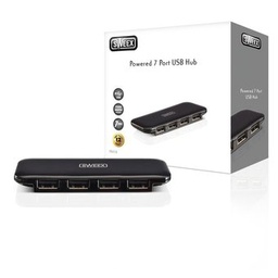 7 Poorten Hub USB 2.0 Gevoed Zwart