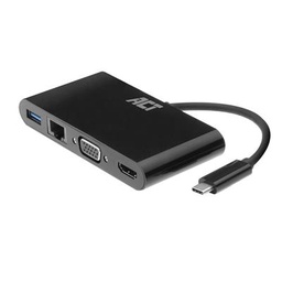 [AC7330] ACT USB-C naar HDMI of VGA female multiport adapter, ethernet en 1x USB-A, Zip Bag